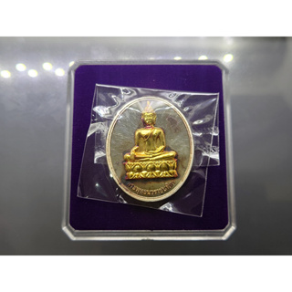 เหรียญพระพุทธนวราชบพิตร แท้ 💯% หลัง ภปร เนื้อเงิน หน้าทองคำแท้ วัดตรีทศเทพ โคท 2441 พ.ศ.2554 พร้อมกล่องเดิม #เหรียญพระ