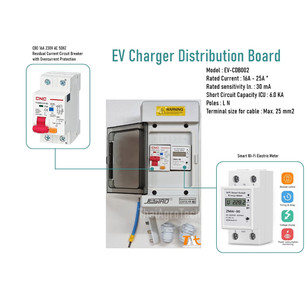EV Charger Distribution Board Type2 RCBO 16A, 25A (EV-CDB002) ติดตั้ง ...
