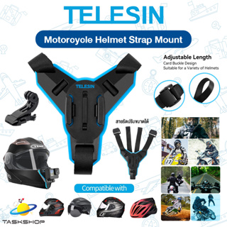 ภาพหน้าปกสินค้าTELESIN Motorcycle Helmet Strap Mount สายคาดหมวกกันน็อค สำหรับ GoPro Hero 11 10 9 8 7 6 5 OSMO Action Camera ซึ่งคุณอาจชอบสินค้านี้