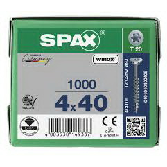 SPAX SCREW ขนาด 4x40 มิล สกรูสำหรับงานไม้จากเยอรมัน สกรูหัวจม(Flat ...