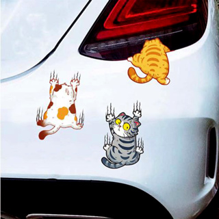 (พร้อมส่ง จากไทย) 3 ชิ้น / ชุด !! สติกเกอร์แมวน่ารัก กันน้ํา ลายแมวตลก สติ๊กเกอร์ติดรถ สําหรับตกแต่งรถยนต์ ปิดรอยขีดข่วน