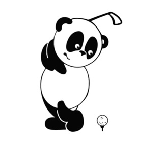 Panda golf / Car sticker สติ๊กเกอร์ติดรถ 10.3×15.2 cm. golf sticker