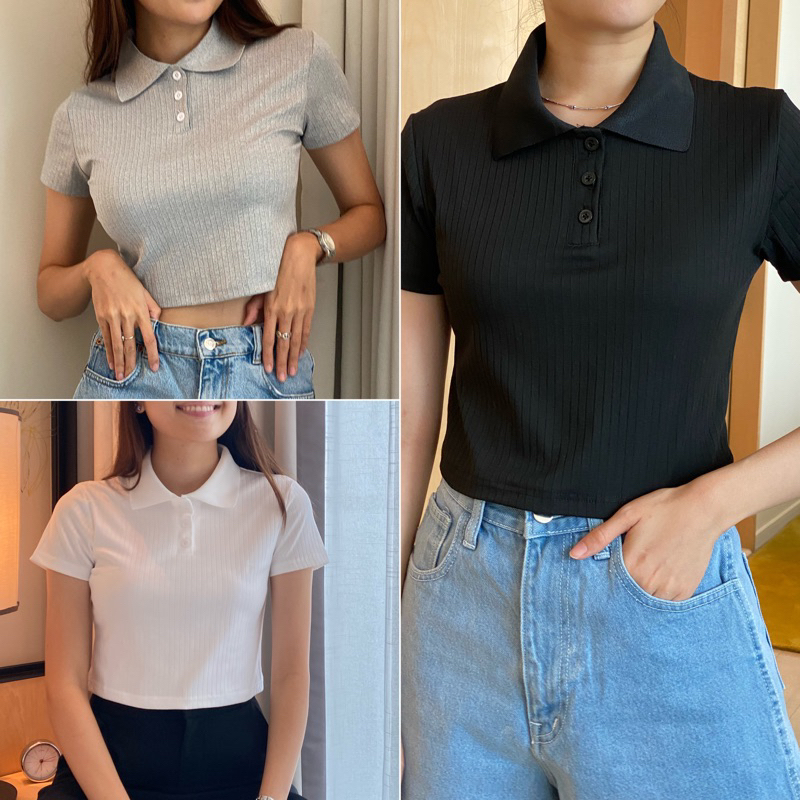 youare-polo-knit-crop-top-เสื้อโปโลครอป