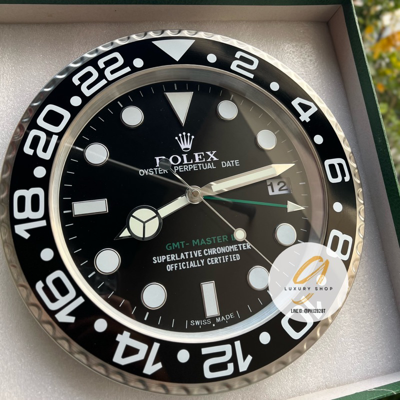 นาฬิกาแขวนผนังrolex-gmt-green-handวัสดุสแตนเลสแท้ทั้งเรือน-สินค้าตรงตามรูป100