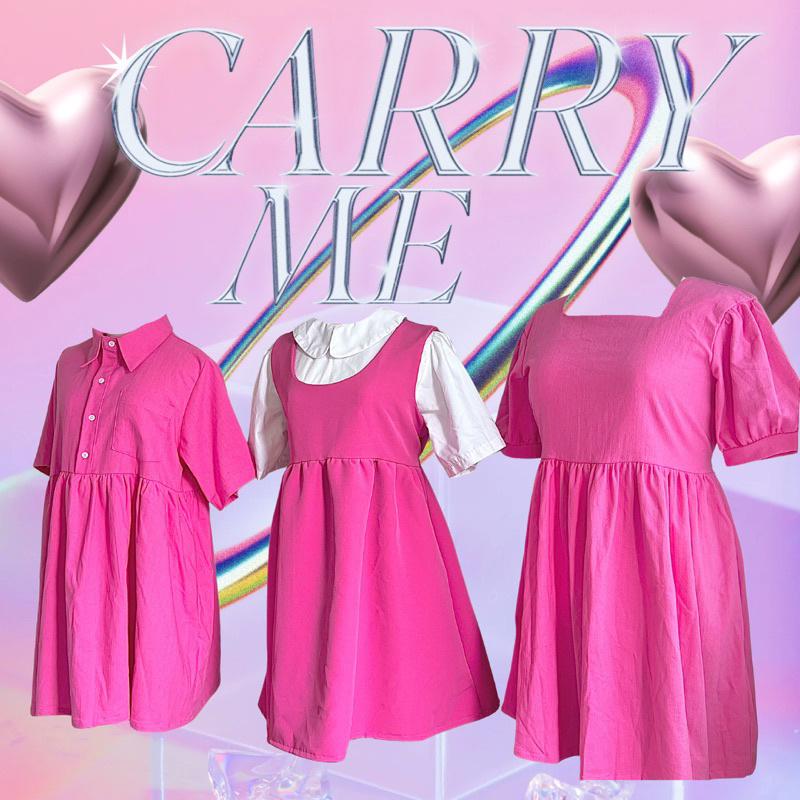 carryme-พร้อมส่ง-รวมเดรสชมพูบาร์บี้-เดรสy2k-เดรสสีชมพู-เดรสอก40