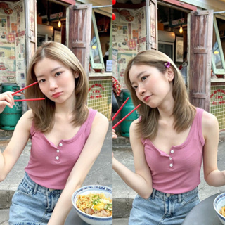 [ใส่โค้ด 𝑫𝑶𝑼𝑩𝑳𝑬𝑺𝑷𝟏𝟏 ลดทันที 15%] 🌷🖇 Bun tank top 🌷🖇 เสื้อกล้ามผ้าร่องกระดุม