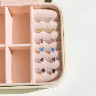 ภาพหน้าปกสินค้าearika.earrings - jewel lev stud ต่างหูแป้นหัวใจเพชรเงินแท้ (มีให้เลือก 6 สี) เหมาะสำหรับคนแพ้ง่าย ที่เกี่ยวข้อง