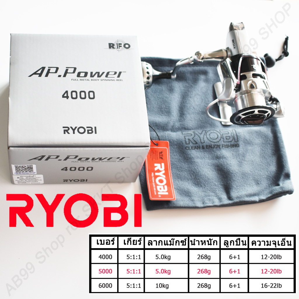 รอก-รอกสปิ้น-ap-1000-appower-ryobi-รอกสปิ้น-reel-spin-รุ่น-2000-สีบรอนซ์เงิน-ดำ