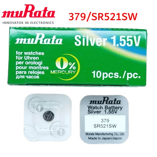 ถ่านกระดุม-murata-379-sr521sw-แพ็คเกจใหม่-silver-oxide-battery-1-55v-coin-ถ่านนาฬิกา-made-in-japan-exp-2025