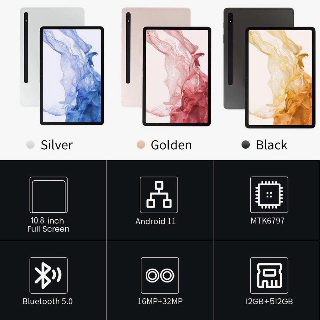 ภาพสินค้ารับประกัน 1ปี   tab S8 แท็บเล็ต 10.8นิ้ว หน้าจอ12GB+512GB 8800mAh Android 11 รองรับ จากร้าน maccomall2 บน Shopee ภาพที่ 2