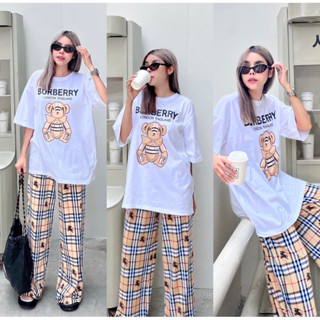 ! Fashion Set  Set เสื้อยืดทรง Oversize เพิ่มกิมมิคความแซ่บผ่าข้างนิสนึงสกรีนหน้า