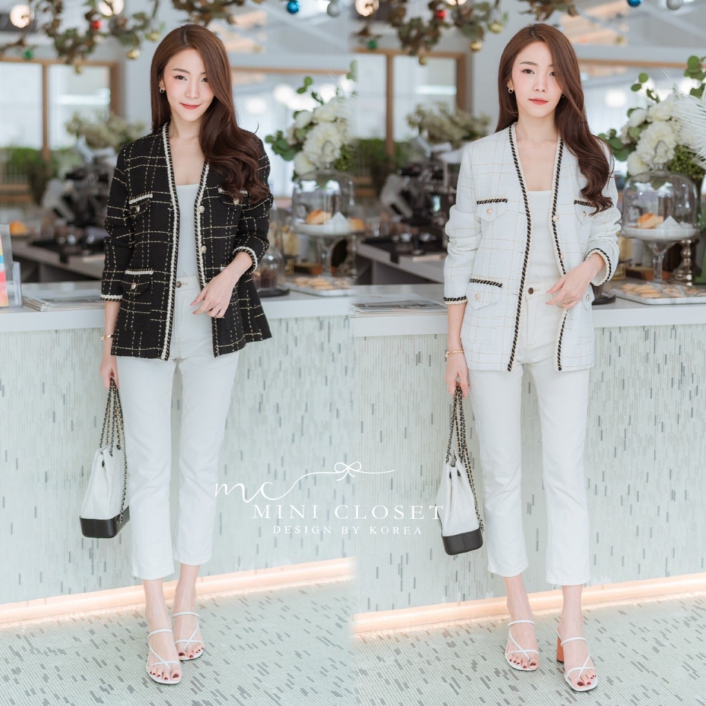 blazer-เสื้อคลุมผ้าทวีต-ดีไซน์เดินขอบกุ๊น-minicloset