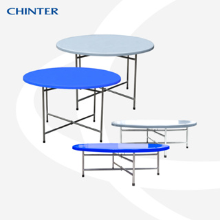 สินค้า CHINTER  TB001โต๊ะจีนพลาสติกขนาด120ซม.เกรดA พร้อมขาตั้งโต๊ะเหล็กแป๊บ อย่างหนา สกรีน/ไม่สกรีน