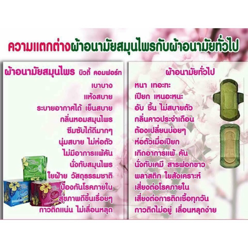 ผ้าอนามัยสมุนไพร-ซึบซับดี-แห้งสบาย-ดับกลิ่นได้-ไม่เเพ้คัน