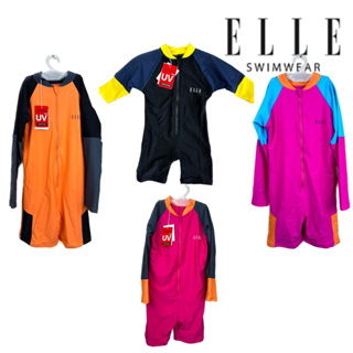 ชุดว่ายน้ำเด็กยี่ห้อ Elle มี4สี บอดี้สูท bodysuit แท้ Unisex 1ชิ้น ซิปหน้า แขนยาว กันUV ราคาเต็ม2,580