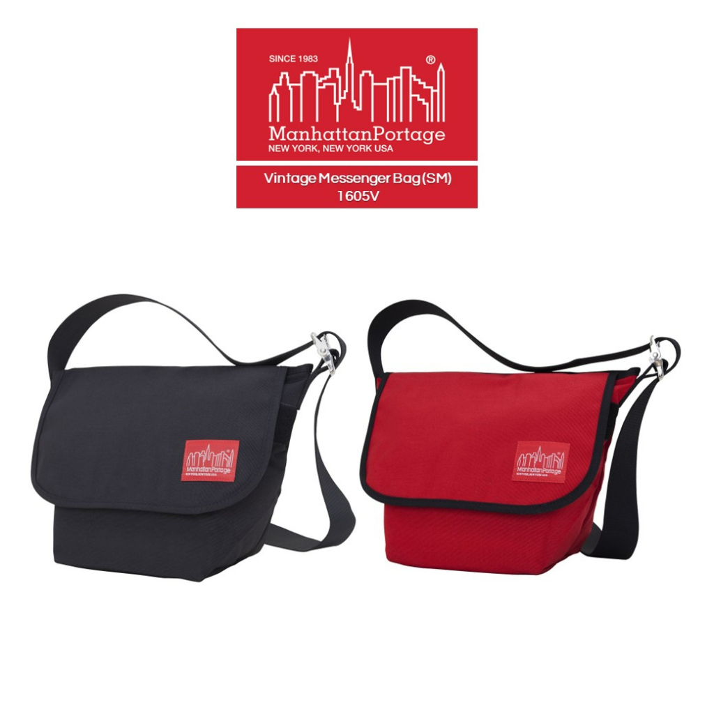 Manhattan Portage RED LABEL Vintage Messenger Bag SM Black 1605V