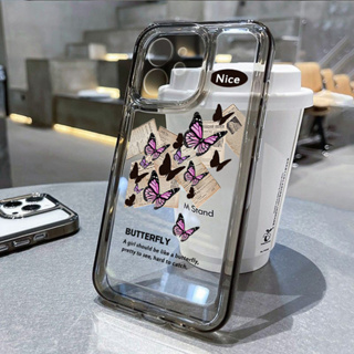 เคสโทรศัพท์ Compatible for iPhone 11 12 13 14 Pro Max 7 8 14 Plus 12 14 Pro XS Max 13 Pro เลนส์กล้องป้องกันกรณีผีเสื้อ