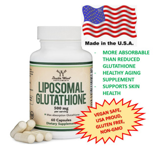 Liposomal Glutathione Supplement 500mg , 60 Capsules Max Absorption by Double Wood, ไลโปโซมกลูตาไธโอน 500 มก