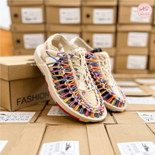 สินค้า รุ่นใหม่รองเท้าถักเชือกสีรุ้งม่วง Rainbow Milky Cream Collection พร้อมส่งทุกไซร้