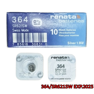 ถ่านกระดุม Renata 364 SR621SW ของแท้ Swiss Made 1.55V ถ่านสวิส ถ่านนาฬิกา (1 ก้อน)  ถ่าน นาฬิกา ถ่านกระดุม ถ่านกลม พร้