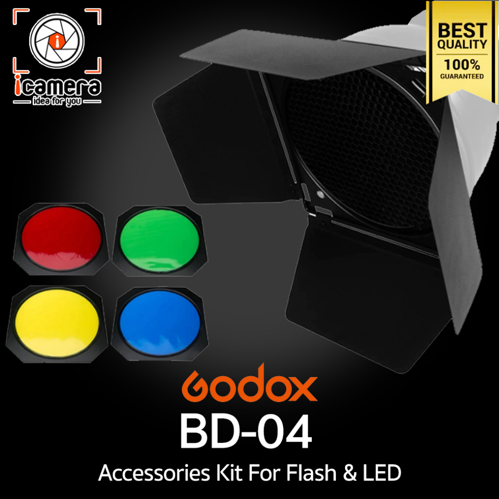 Godox BD-04 : Porte Nid D'abeille Avec Volets Et Filtres Couleur - Pour Flash Studio Monolight
