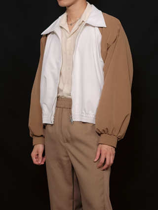 FW22/20 Vintage Oversized Jacket in Taupe/Brown | เสื้อแจ็กเกต ทรงหลวม สไตล์วินเทจ สีเทาดินสลับสีน้ำตาล