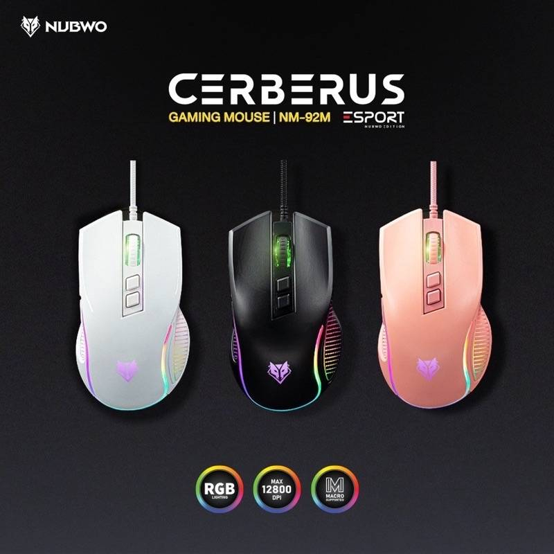 nubwoเมาส์มาโครของแท้-รับประกัน-1-nm-92m-gaming-mouse-เมาส์เกมมิ่ง-เมาส์มาโคร-มี-3-สี-ดำ-ขาว-ชมพู-ของแท้-รับประกัน-1-ปี