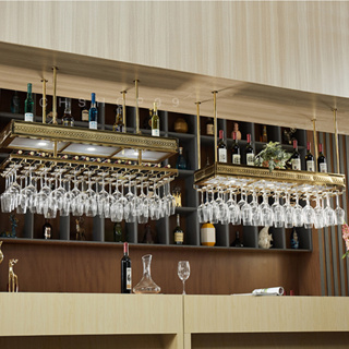 ที่แขวนแก้วไวน์บาร์ สแตนเลสแท้พร้อมไฟ LED  ที่วางแก้วไวน์ ชั้นวางไวน์ แก้วไวน์บาร์ wine glass rack  ส่งฟรี