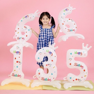 ใหม่ พร้อมส่งจากไทย ลูกโป่งฟอยล์มีฐานมงกุฎสีขาวตัวเลข 32 นิ้ว สำหรับตกแต่งวันเกิดเด็ก งานปาร์ตี้ต่างๆ
