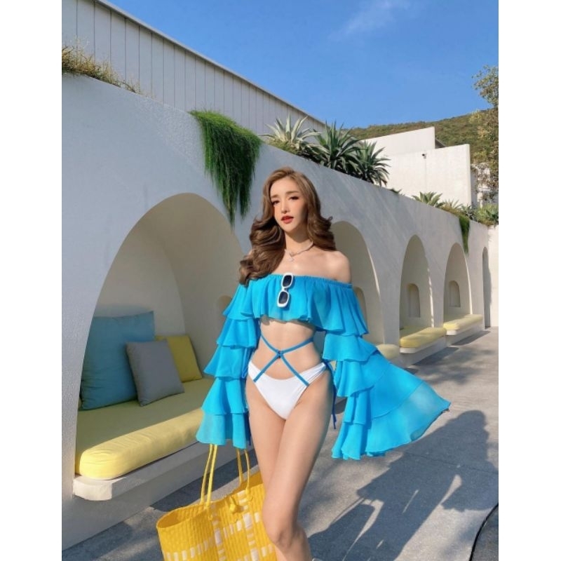 ชุดว่ายน้ำแฟชั่น-ชุดว่ายน้ำผู้หญิง-แถมฟรี-สร้อยเข้าเซท-beachbox-bs-052-พร้อมส่งในไทย