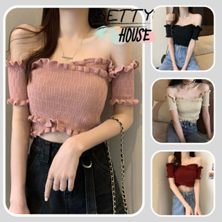 Betty House🎀 เสื้อกันหนาวถัก🍍เสื้อครอปปาดไหล่แต่งลูกไม้  เนื้อผ้าดียืดได้เยอะ ใส่แมทช์ได้หลายลุค🌟พร้อมส่ง 💥พร้อมส่งจากกทม มาถึงใน 3-5 วัน