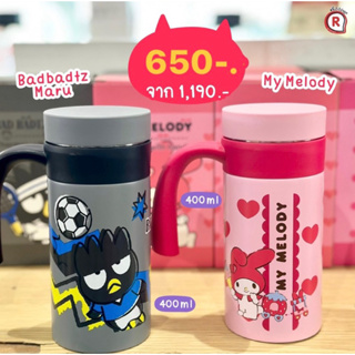 Sanrio แท้💓แก้วน้ำสุญญากาศ400ML💓แบบพกพา💓เก็บความเย็น/ร้อน💓kitty,My Melody,Little Twin stars,bad-badtz xo