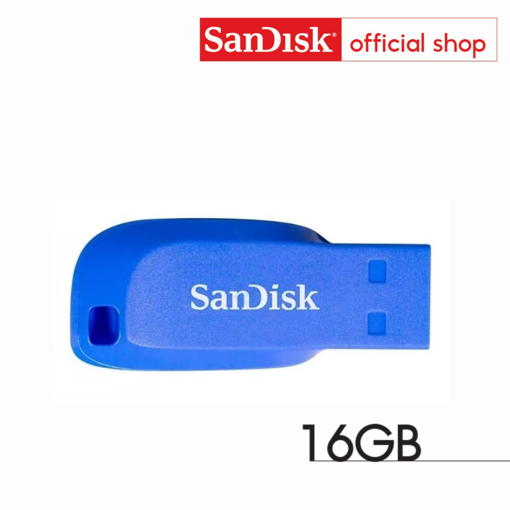รูปภาพสินค้าแรกของSanDisk CRUZER BLADE USB แฟลชไดร์ฟ 16GB Blue, USB2.0 (SDCZ50C-016G-B35BE)
