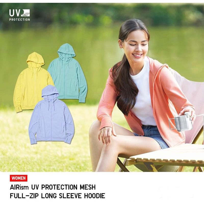 รูปภาพสินค้าแรกของ️ ️ ปรับแบบ เพิ่มสีใหม่ * เสื้อฮู้ด Uniqlo แท้ W AIRism Mesh UV Cut มี S ทักครับ