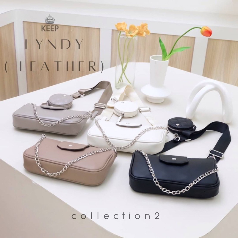 รับหิ้วของแท้จากshop-สินค้าขายดี-กระเป๋าสะพายข้าง-keep-bag-รุ่น-lyndy-col2-แบบหนัง