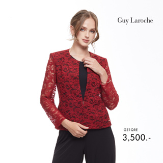 Guy Laroche New GL เสื้อแจ็คเก๊ต แขนยาว สีแดง ลูกไม้ทั้งตัว (GZ1QRE)