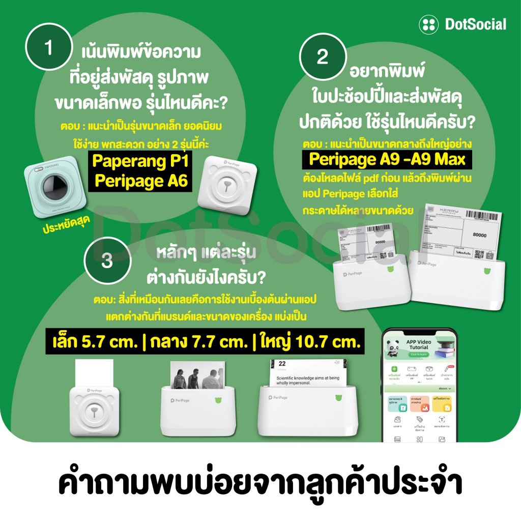 ภาพหน้าปกสินค้าPaperang + Peripage เครื่องปริ้นพกพา Paperang P1 เครื่องปริ้นสติกเกอร์ เครื่องปริ้นไร้หมึก Peripage เครื่องปริ้น จากร้าน dotsocial บน Shopee