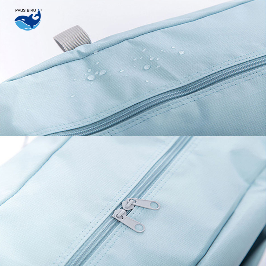 ภาพสินค้ากระเป๋าผ้าบรรจุของใช้ต่าง ๆ พับเก็บได้ และสามารถหิ้วได้หรือนำไปเสียบบนแกนกระเป๋าเดินทางเพื่อลาก ผ่อนแรงได้ จากร้าน bluewhalehealthylifestyle บน Shopee ภาพที่ 8