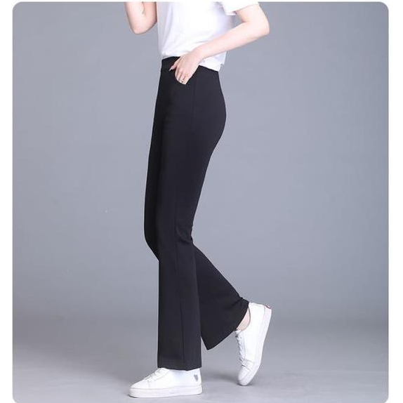กางเกงขา8ส่วนผู้หญิง-กางเกงเก็บพุง-กางเกงเก็บสัดส่วนผ้าดีมาก-กางเกงสีดำ-กางเกงสีดำผู้หญิง-กางเกงขาบานเอวสูง-iva0392