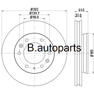 จานเบรคหน้า FORD RANGER T6 2.2 2.5 3.2 2012- RAPTOR 2.0 2.3 2018- MAZDA BT50 PRO 2WD 4X2 4WD 4X4 2012- RUNSTOP /คู่