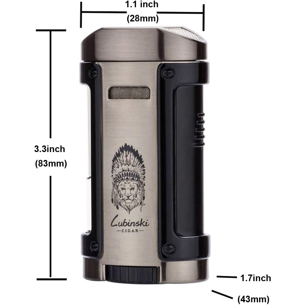 lubinski-lighter-with-leather-case-windproof-quadruple-4-torch-jet-lighter-ไฟแช็ค-ไฟแชก-ไฟฟู่-model-yja-10006