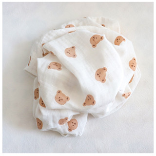พร้อมส่ง :  ผ้าอ้อม,ผ้าเช็ดหน้า ผืนเล็ก ลายหมี
