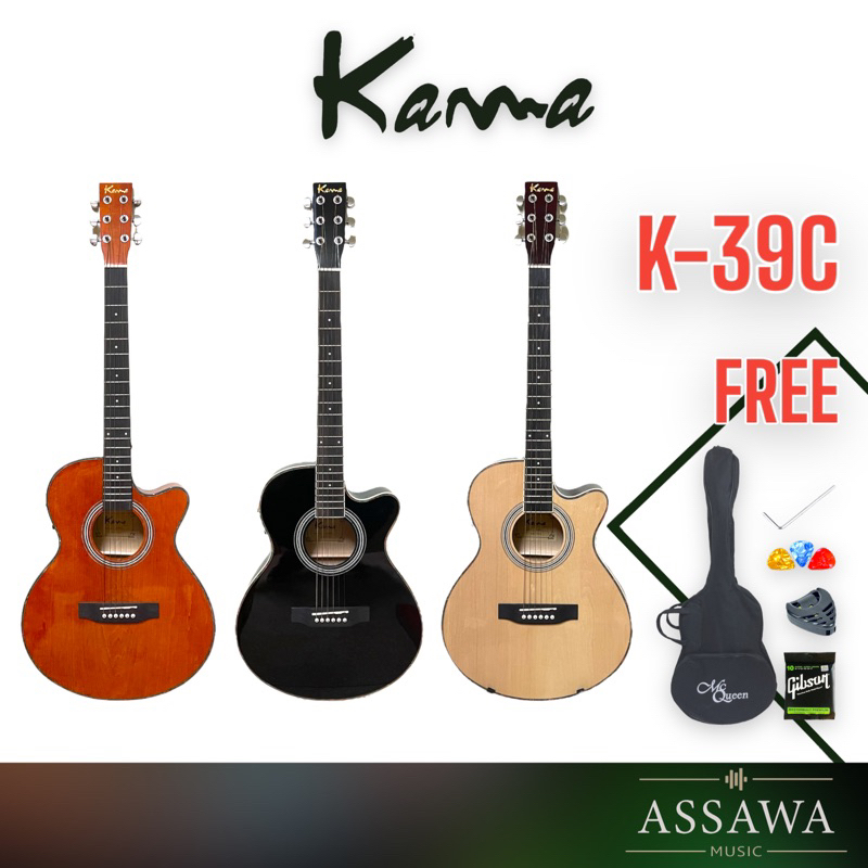 kama-กีต้าร์โปร่ง-และ-กีต้าร์โปร่งไฟฟ้า-ขนาด-39-นิ้ว-guitar-คามา-รุ่น-km-390c