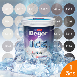 Beger ICE สีเทา ฟิล์มกึ่งเงา และ ฟิล์มด้าน 1 ลิตร สีทาภายนอกและภายใน สีทาบ้านแบบเย็น ลดอุณหภูมิ เช็ดล้างทำความสะอาดได้