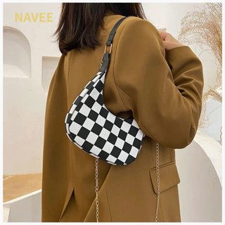 NAVEE👜👜 กระเป๋าใต้วงแขนหรูหรามีสไตล์ความจุขนาดใหญ่กระเป๋าถือลายพระจันทร์ครึ่งเสี้ยวที่ละเอียดอ่อนพร้อมสาย