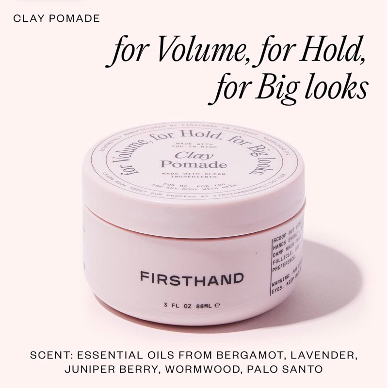 Firsthand - Clay Pomade ( 3oz / 88ml)ผลิตภัณฑ์เซ็ตผมส่วนผสมจากธรรมชาติ ...