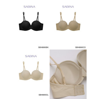 Sabina เสื้อชั้นใน รหัส SBH8890 Body Bra (เกาะอก) (มีโครง) รุ่น Soft Doomm สีเนื้ออ่อน ดำ และเนื้อเข้ม