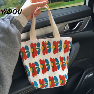 YADOU สไตล์เกาหลี สดเล็กน้อย กระเป๋าผ้าลายดอกไม้ กระเป๋าถือสาวน่ารัก