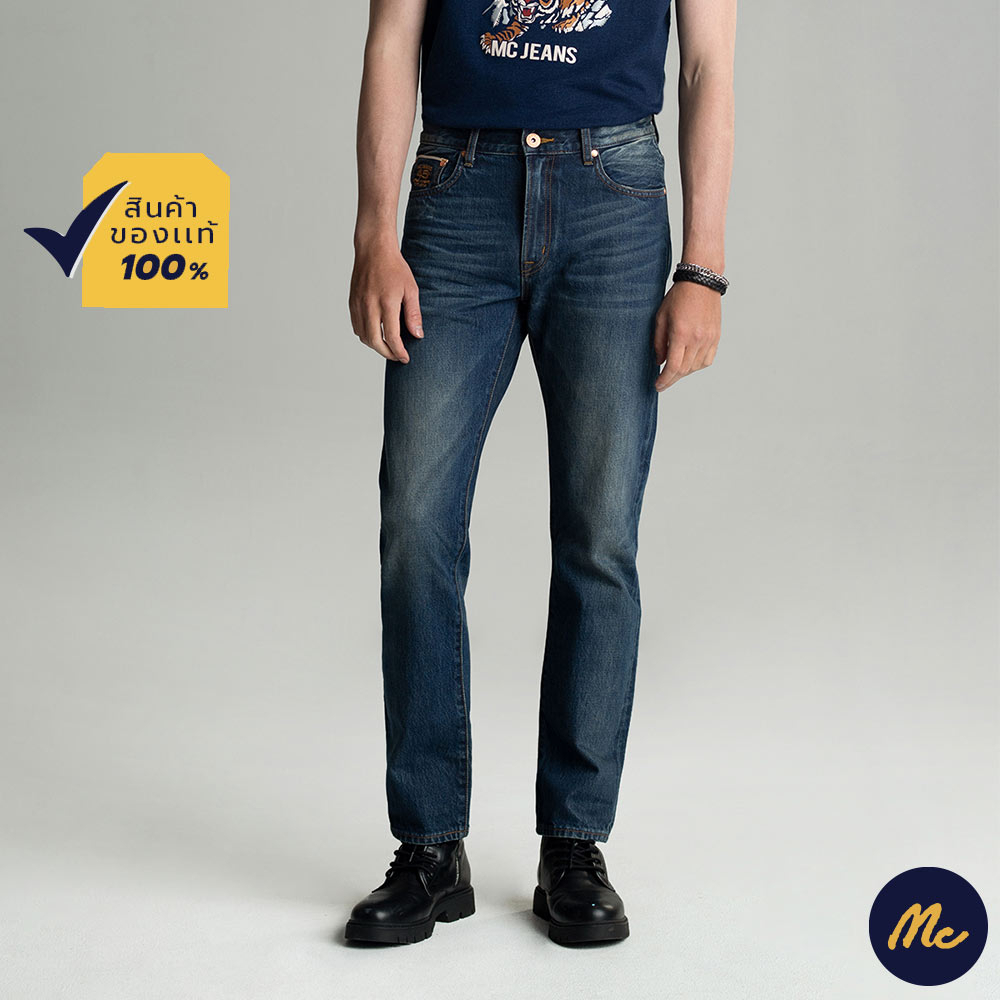 ภาพหน้าปกสินค้าMc JEANS กางเกงยีนส์ผู้ชาย กางเกงยีนส์ แม็ค แท้ ผู้ชาย ขาตรง ริมแดง (Selvedge Jeans) สียีนส์ Limited ผ้าริม ทรงสวย ทันสมัย MAIZ134