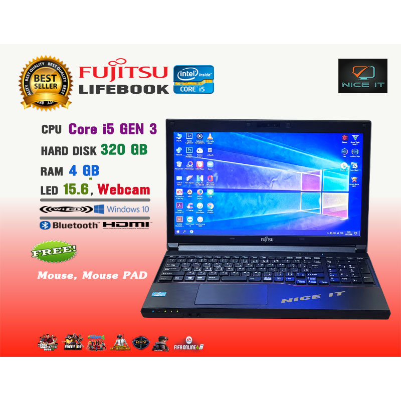 ภาพสินค้าโน๊ตบุ๊ค Notebook Fujitsu Core i5 (GTAV offline, Fifa4, ROV, Freefire, Roblox, Sim4, Hon, PB, SF ทดสอบแล้วเล่นได้ครับ จากร้าน niceit20177 บน Shopee ภาพที่ 1